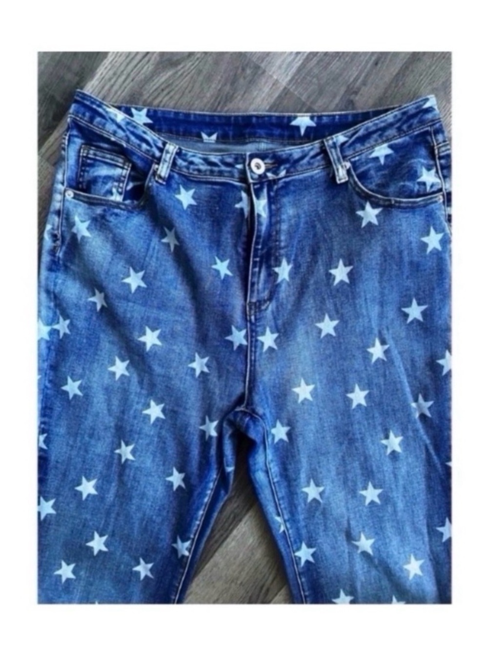 ANNA KACI High Rise Star Print Flare Festival Jeans Size 14 - Picture 8 of 11